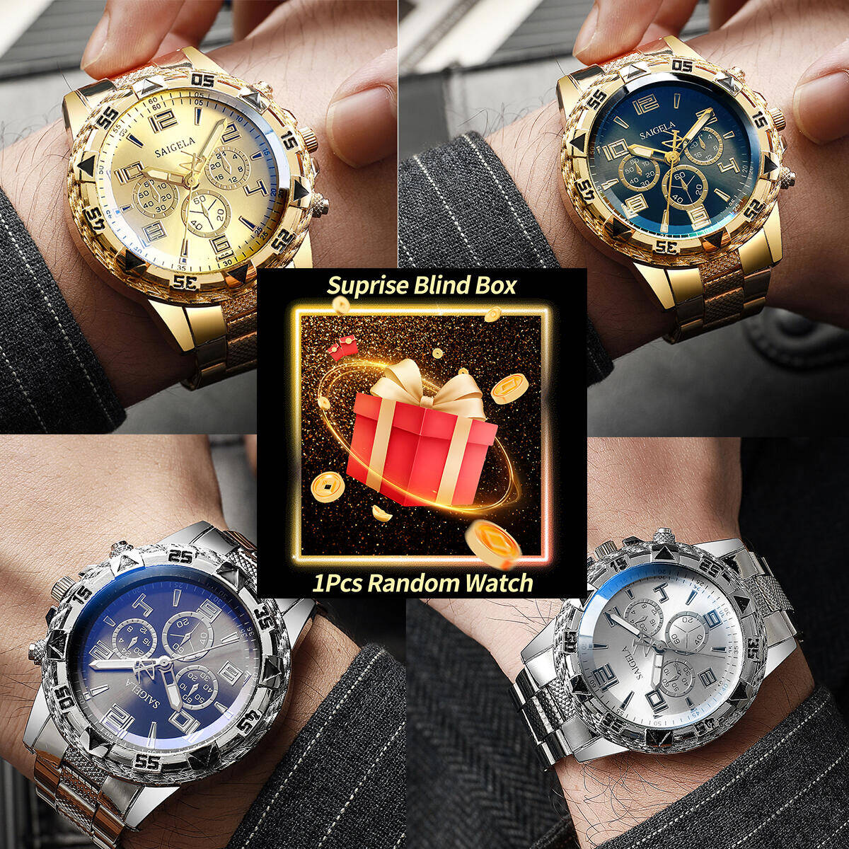 Analog Quartz Watch - Reloj misterioso sorpresa para Hombre, caja