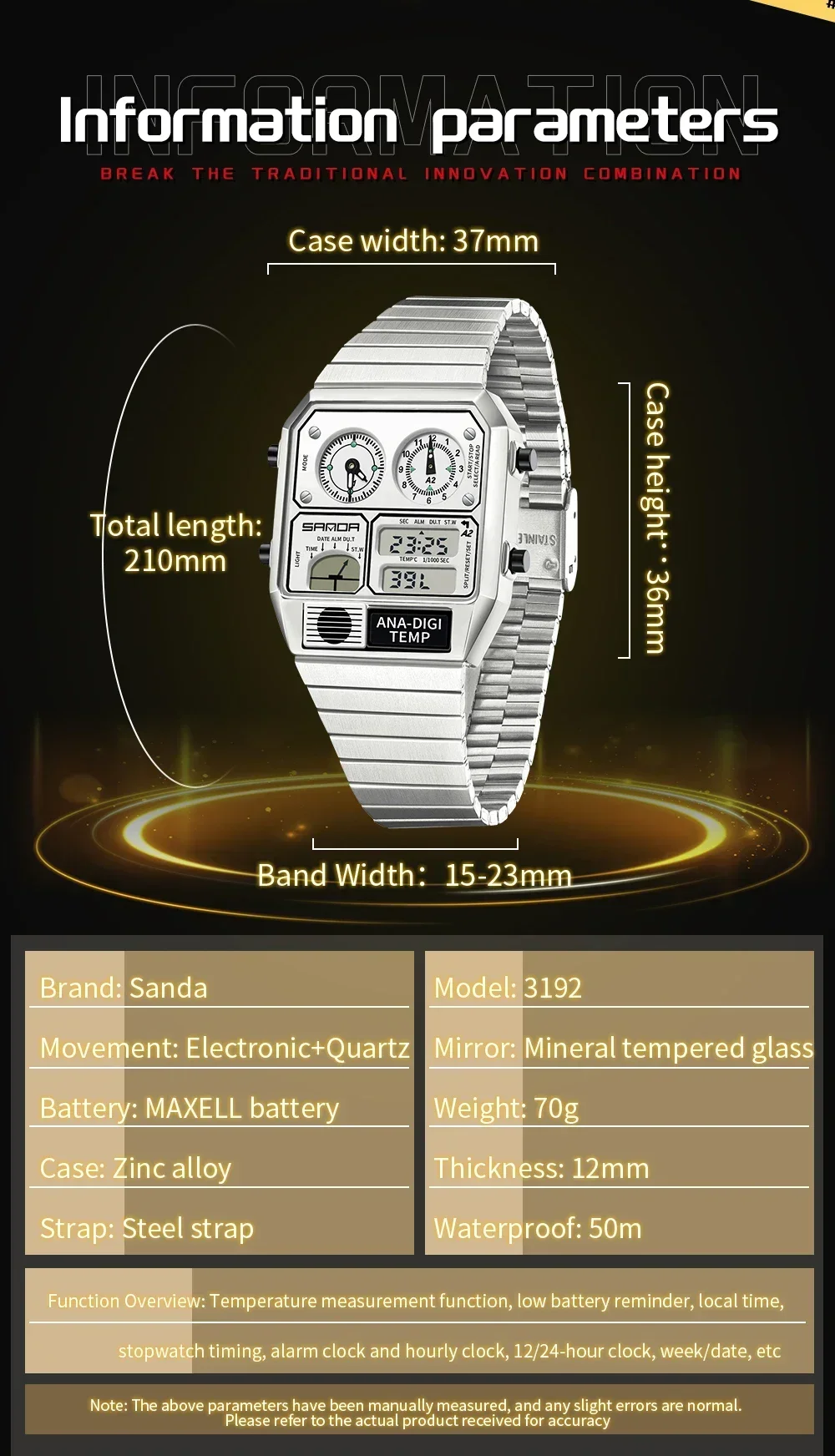 Reloj SANDA 3192 de Moda Unise - Vintage Digital Watch reseña y precio