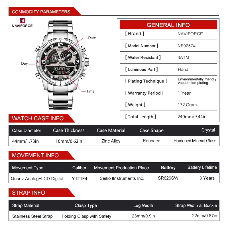 Reloj NAVIFORCE con doble pant - Analog Quartz Watch reseña y precio